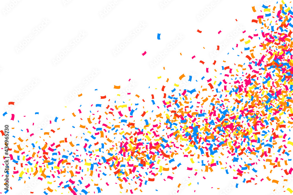Colorful Explosion Of Confetti. Grainy Abstract Multicolored Texture Isolated On White Background. Flat Design Element. Vector Illustration, Eps 10.