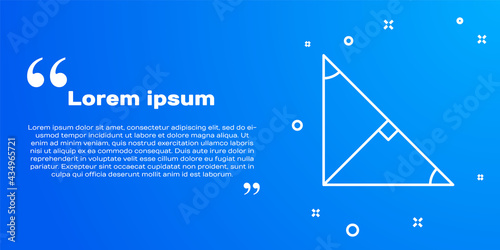 White line Angle bisector of a triangle icon isolated on blue background. Vector