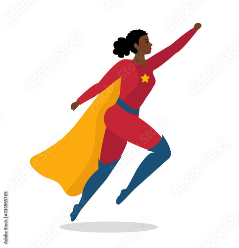 Superhero African woman Cartoon character Isolated Vector illustration