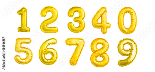 Set of numbers gold isolated on white background.