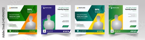 Medical podcast social media post design. creative instagram and facebook layouts for hospital, clinic, doctor & dentist. Healthcare promotion square web banner, flyer, poster, Medical vector template