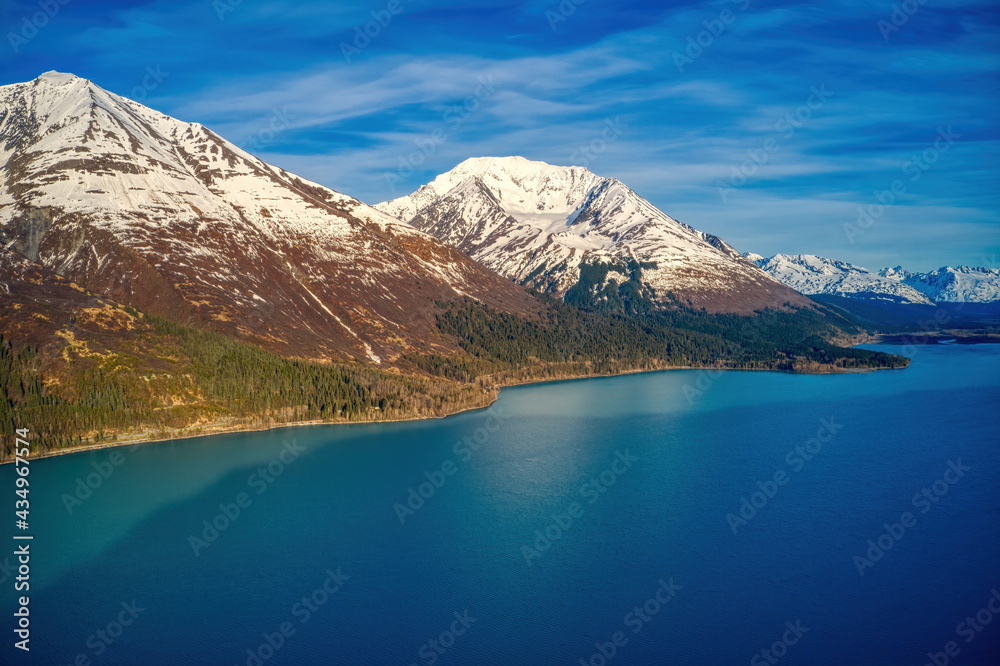 Aerial View of Kenai Lake in Alaska