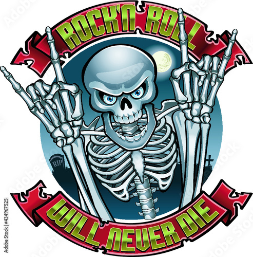 skeleton hands gestures Rock and Roll sign of the horns