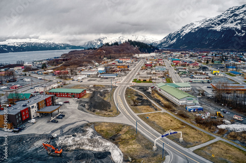 Aerial View of Valdez, Alaska during Spring photo