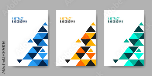 Collection of cover designs in a colorful geometric style. Vector illustration.