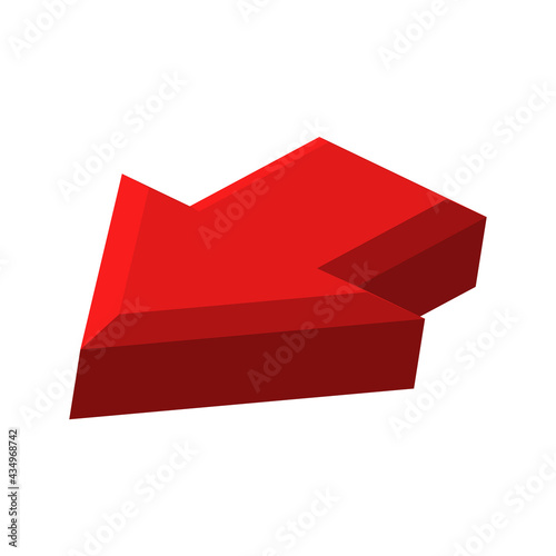 Arrow 3d red color isolated on white background