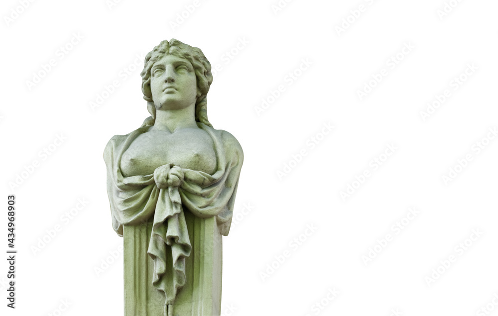 Beautiful Olympic goddess of love in antique Greek mythology Aphrodite (Venus) Fragment of ancient statue.