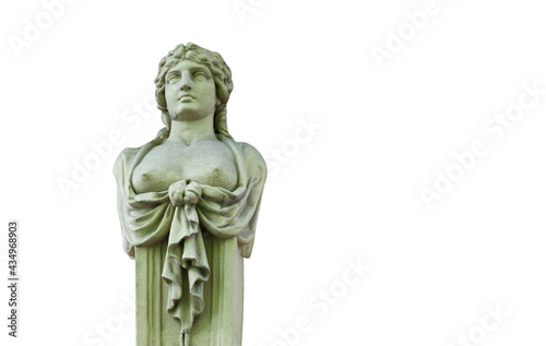 Beautiful Olympic goddess of love in antique Greek mythology Aphrodite (Venus) Fragment of ancient statue.
