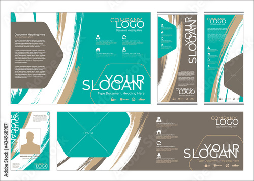 Elegant art brush stroke theme, vector abstract, Corporate identity layout template design for company event. Use for report, marketing, advertising, brochure, modern style.