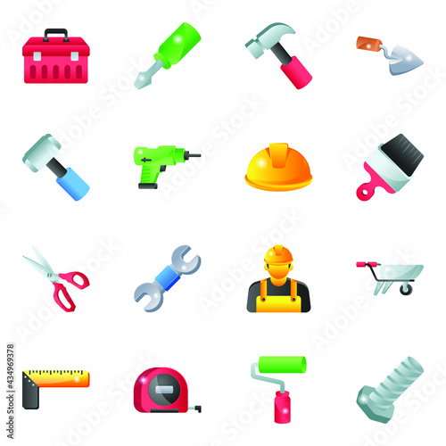 Pack of Repairing Tools Flat Icons 


