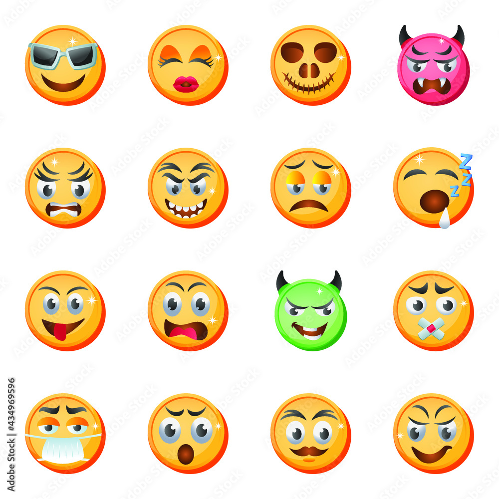 Set of Emojis Flat Icons
Set of Emojis Flat Icons