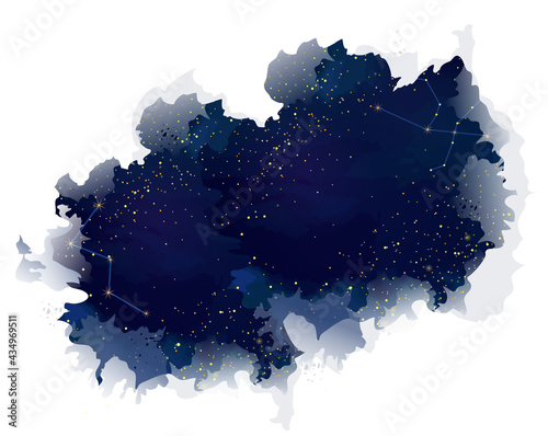 Magic night dark blue sky with sparkling stars vector wedding texture card