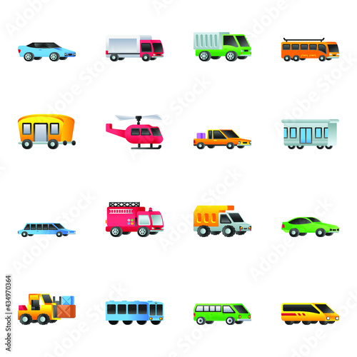 Pack of Automobiles Flat Icons