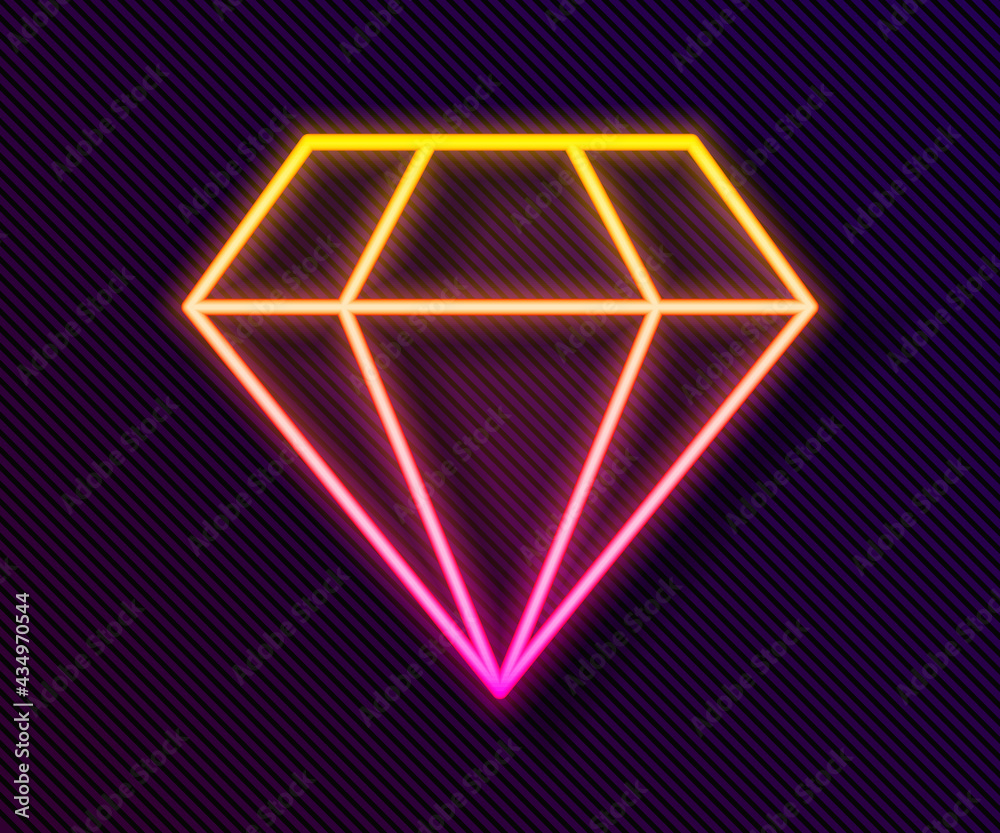 Glowing neon line Diamond icon isolated on black background. Jewelry symbol. Gem stone. Vector Glowing neon line Diamond icon isolated on black background. Jewelry symbol. Gem stone. Vector