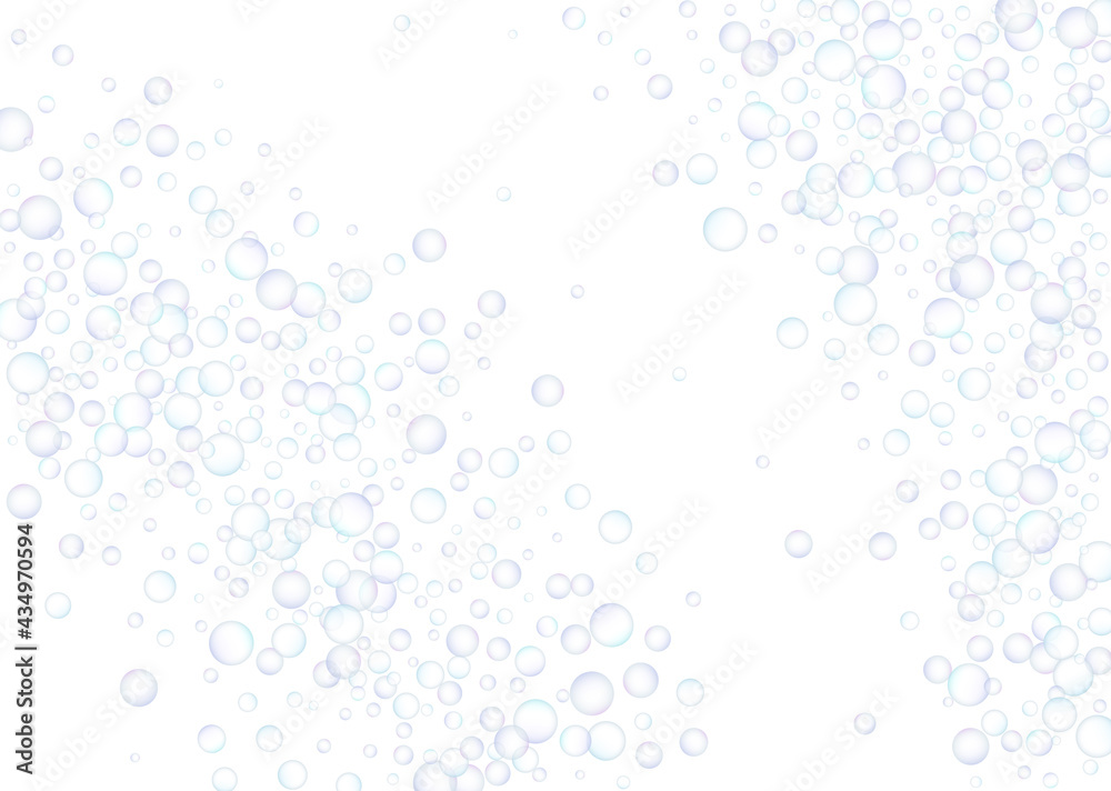 Soap bubbles flew randomly on a white background. Vector