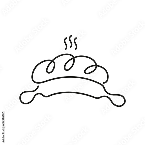 loaves of bread and a rolling pin for rolling out the dough on a white background. line drawing. Bakery logo emblem and fresh baked goods. Vector illustration