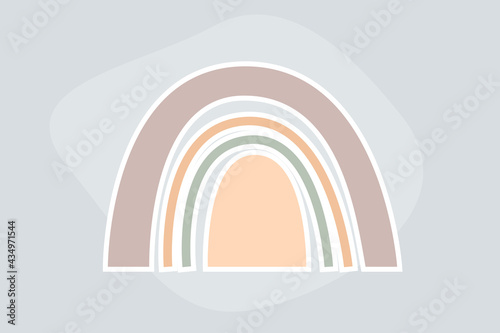 Rainbow arch pattern. Rainbow nursery wall decor, minimalist simple boho style. Bow symbol for baby shower party invitation.
