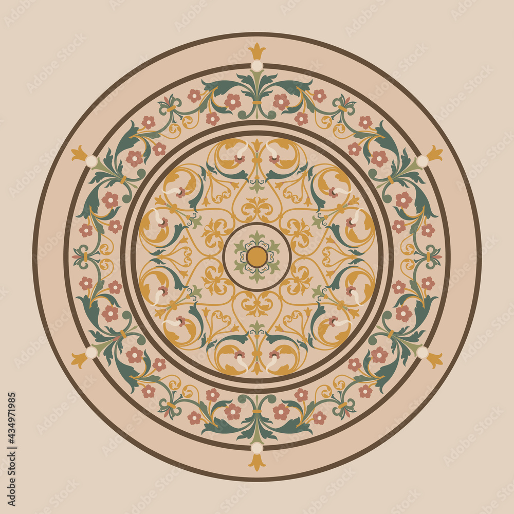 Ornament in the Renaissance style. Floor sticker. Large file.