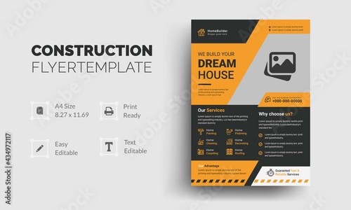 Professional Modern Creative Construction Flyer Template Design 
