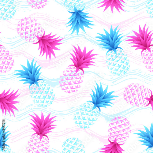 Pink and blue pineapple summer pattern