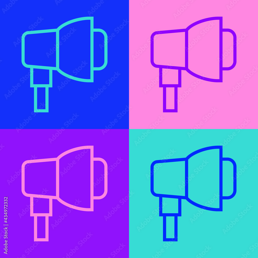 Pop art line Studio light bulb in softbox icon isolated on color background. Shadow reflection design. Vector Pop art line Studio light bulb in softbox icon isolated on color background. Shadow reflection design. Vector