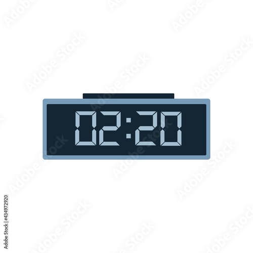 Digital alarm clock. Vector Illustration isolated on white background