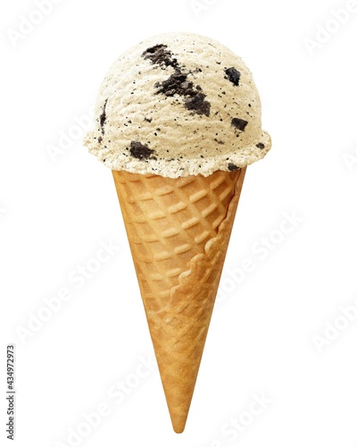 アイスクリーム クッキー＆クリーム イラスト リアル コーン