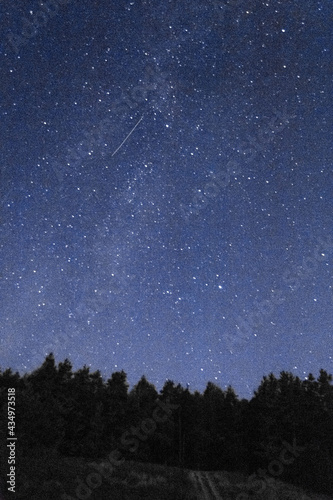 falling star at the night sky