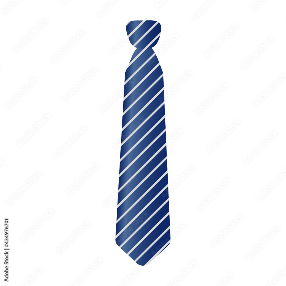 Blue tie with white stripes. Isolated on a white background. Blue tie with white stripes. Isolated on a white background.