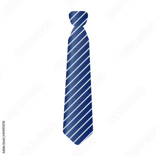 Blue tie with white stripes. Isolated on a white background.