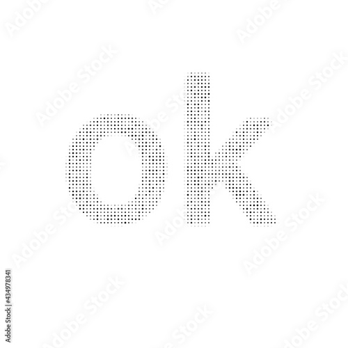The ok symbol filled with black dots. Pointillism style. Vector illustration on white background