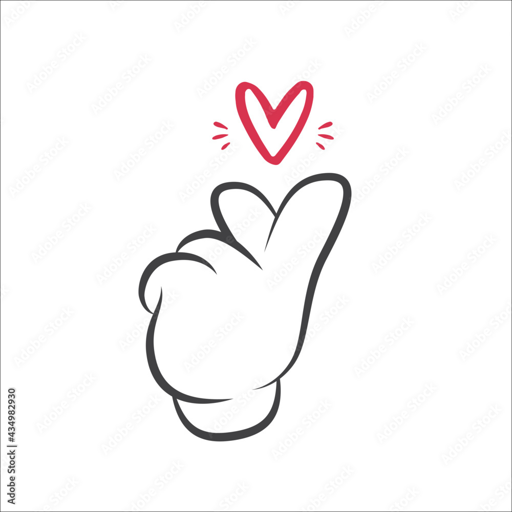 Obraz premium Hand Heart Vector, Hand Sign, Love Signal, Finger Heart, Love Icon, Love Hand Gesture, Sign Language, Love Language, Illustration Background