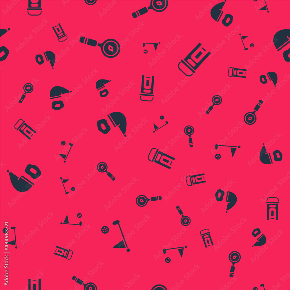 Set Golf flag, Magnifying glass, Smoking pipe and London phone booth on seamless pattern. Vector Set Golf flag, Magnifying glass, Smoking pipe and London phone booth on seamless pattern. Vector