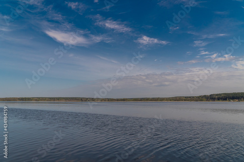 Russia. May 15, 2021. Morning spring landscape on Sukhodolsky lake.