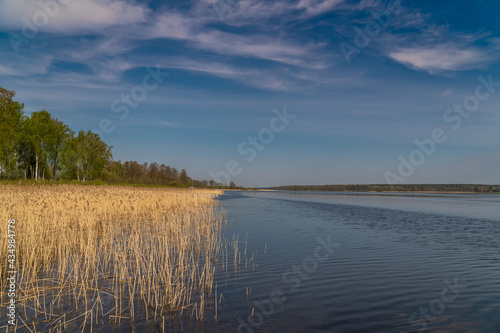 Russia. May 15  2021. Morning spring landscape on Sukhodolsky lake.