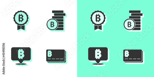 Set Credit card with bitcoin, Bitcoin, and icon. Vector