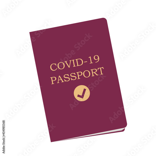Covid pass and passport - certifcation and confirmation about Covid-19, Covid and coronavirus. Vector illustration isolated on white.
