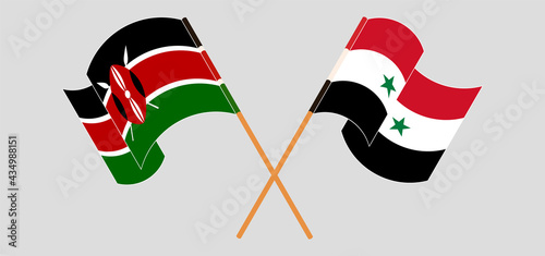 Crossed and waving flags of Kenya and Syria