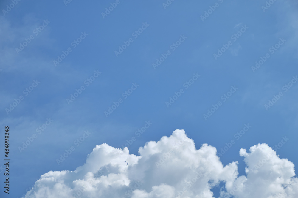 White clouds over blue sky horizontal with copyspace White clouds over blue sky horizontal with copyspace