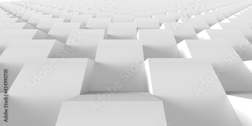 White volumetric shapes in perspective as a background or texture