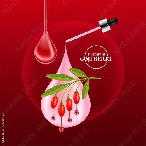 Goji berry serum for skin care product vector illustration.