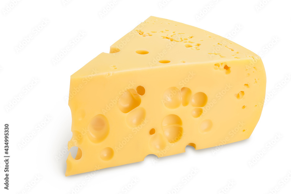 piece of cheese isolated on white background with clipping path and full depth of field