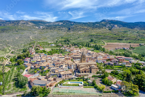 Panoramic views of the town of Loarre Aragon Huesca Spain, foreground the Church of San Esteban photo