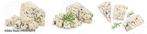 Konstfotografi Blue cheese with rosemary isolated on white background with full depth of field