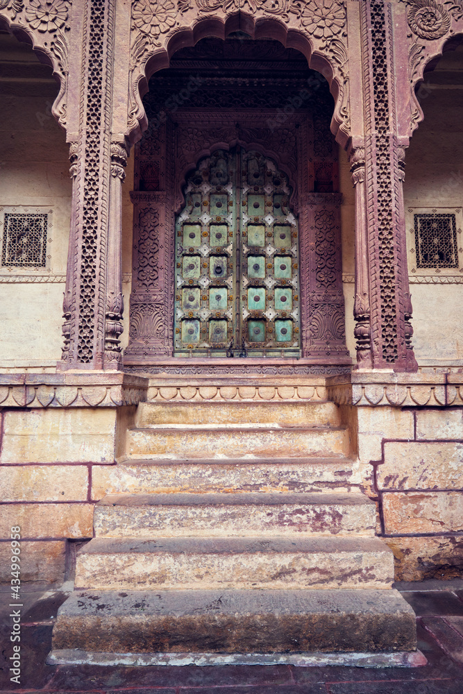 Arched gateway in Mehrangarh fort. Jodhpur, Rajasthan, India