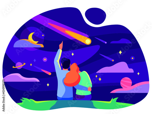 Couple and shooting star