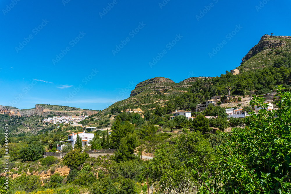 View of the beautiful town of Chulilla in the mountains of the Valencian community. Spain