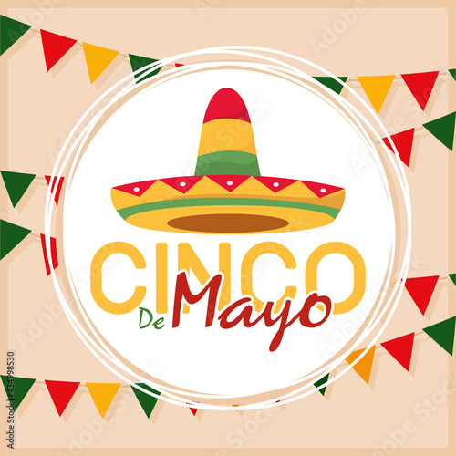 Cinco de mayo poster with a traditional mexican hat Vector