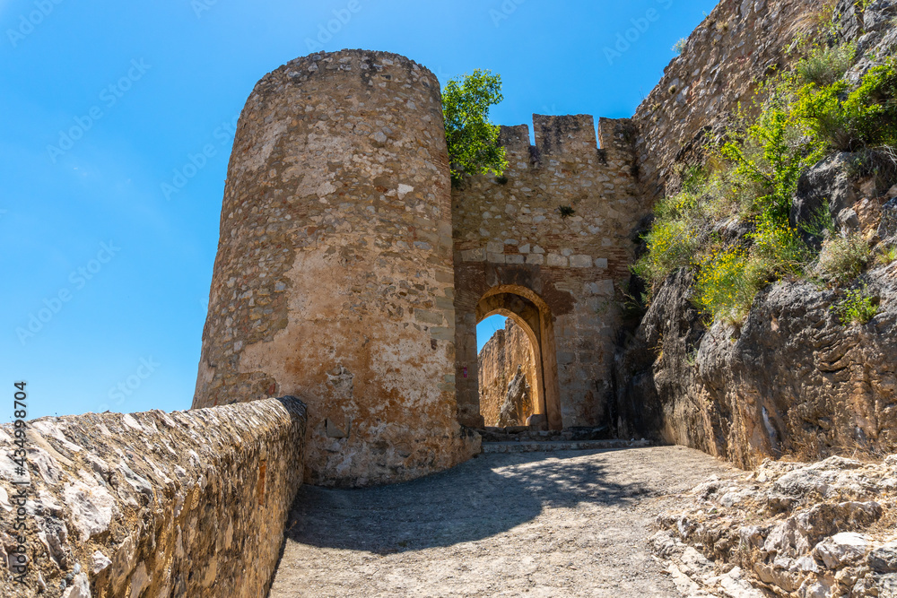 Entrance of the castle of the medieval town of Chulilla in the mountains of the Valencian community. Spain