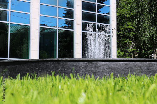 Tall grass in front of a building